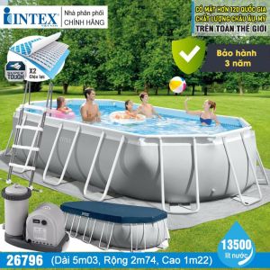 Bể bơi khung kim loại chịu lực cao cấp OVAL PREMIUM dài 5m INTEX 26796