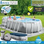 Bể bơi khung kim loại chịu lực cao cấp OVAL PREMIUM dài 5m INTEX 26796