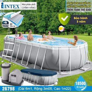 Bể bơi khung kim loại chịu lực cao cấp OVAL PREMIUM dài 6m1 INTEX 26798