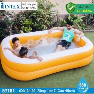 Bể bơi phao hình chữ nhật 2m29 màu cam INTEX 57181