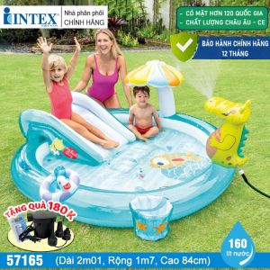 Bể bơi phao cầu trượt cá sấu chúa có vòi phun mưa INTEX 57165