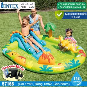Bể bơi phao cầu trượt khủng long có vòi phun mưa INTEX 57166