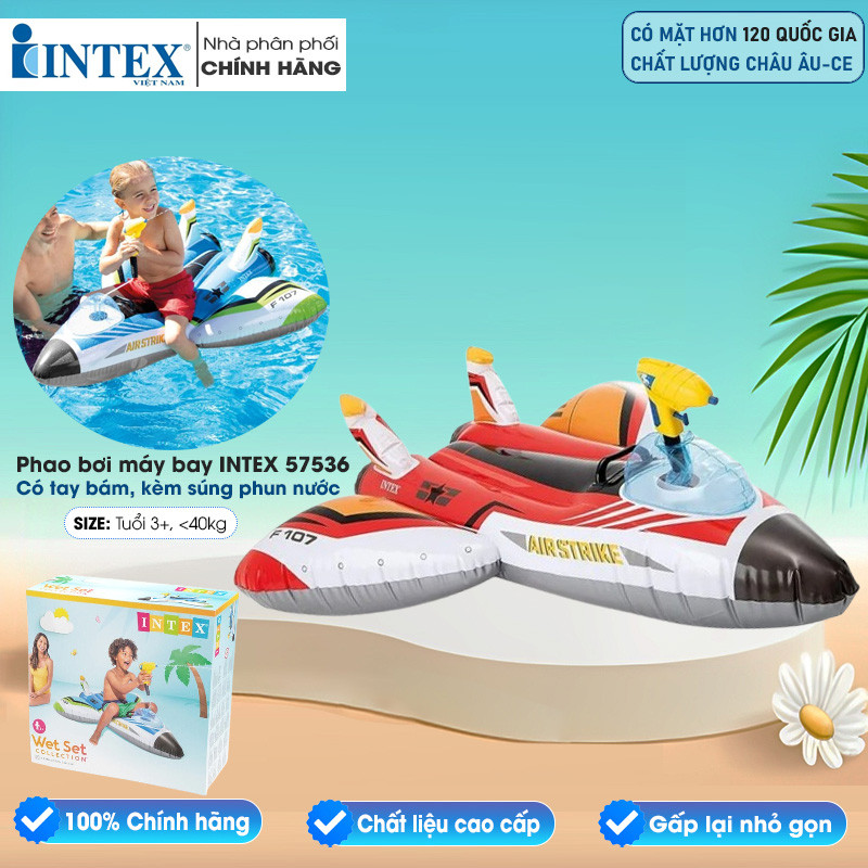 Phao bơi máy bay có súng phun nước INTEX 57536