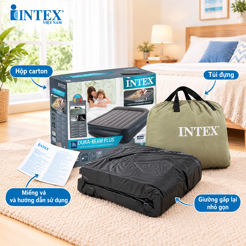Giường hơi đôi tự phồng cao cấp Intex 64136