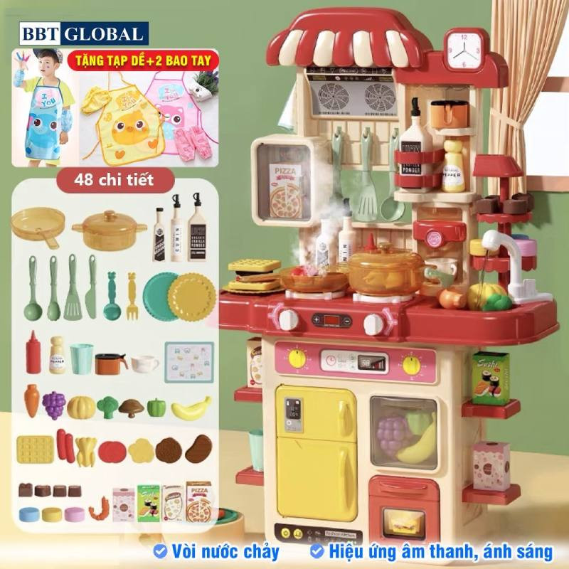 Đồ chơi nấu ăn Đỏ 72cm 48 chi tiết BBT Global G793A