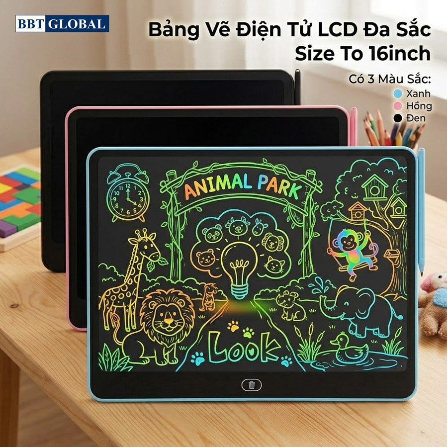 Bảng vẽ tự xóa điện tử đa sắc màu cỡ lớn 16 inch H16