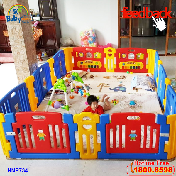 Quây cũi nhựa Hàn Quốc cho bé có đồ chơi HNP736