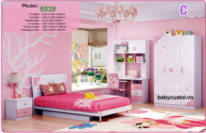 Bộ nội thất phòng ngủ bé gái đẹp nhập khẩu BO-802