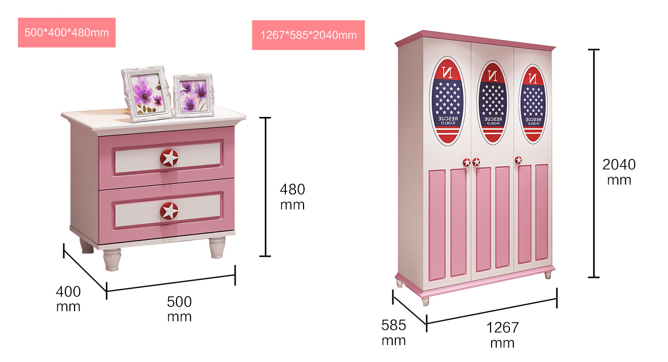 Tủ quần áo cho bé gái đẹp 3 buồng nhập khẩu TBG-101