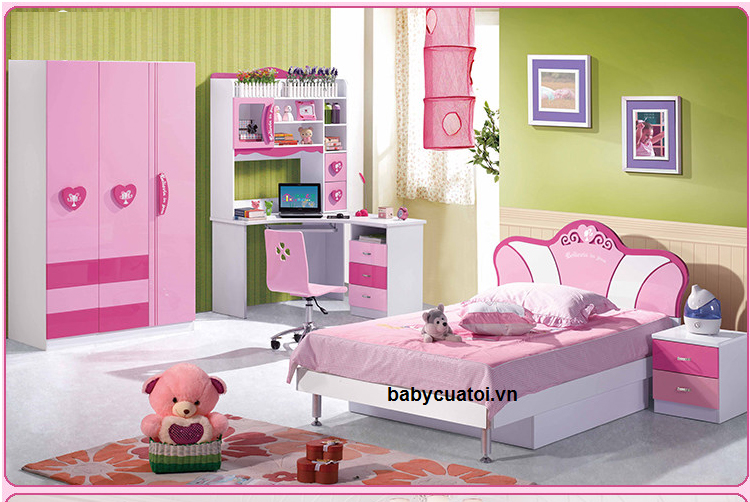 Bộ nội thất phòng ngủ bé gái đẹp nhập khẩu BO-818