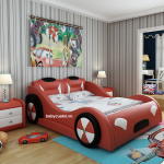 Giường bé trai đẹp hình ô tô bọc da nhập khẩu BGT-01