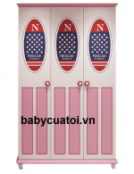 Tủ quần áo cho bé gái đẹp 3 buồng nhập khẩu TBG-101