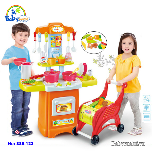 Đồ chơi nấu ăn cao cấp có xe đẩy siêu thị 889-123