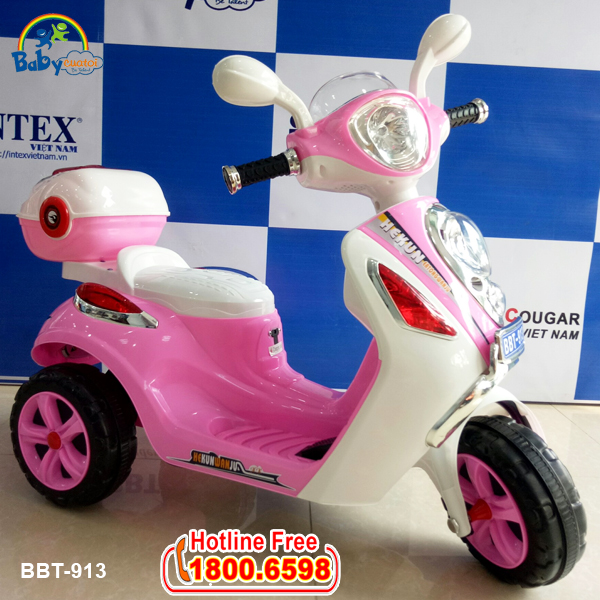 Xe máy điện trẻ em Vespa mẫu mới màu hồng BBT-913H
