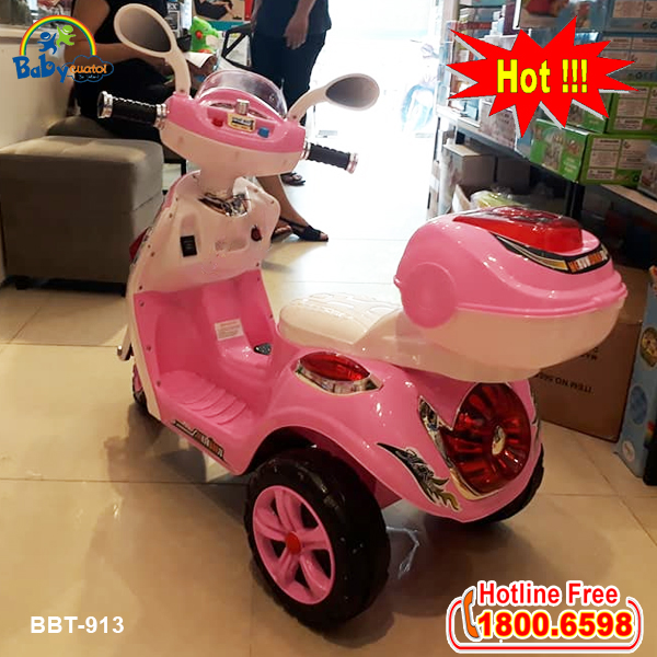 Xe máy điện trẻ em Vespa mẫu mới màu hồng BBT-913H