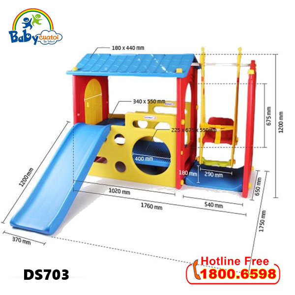 Nhà chơi kèm cầu trượt xích đu Hàn Quốc cho bé DS703_1