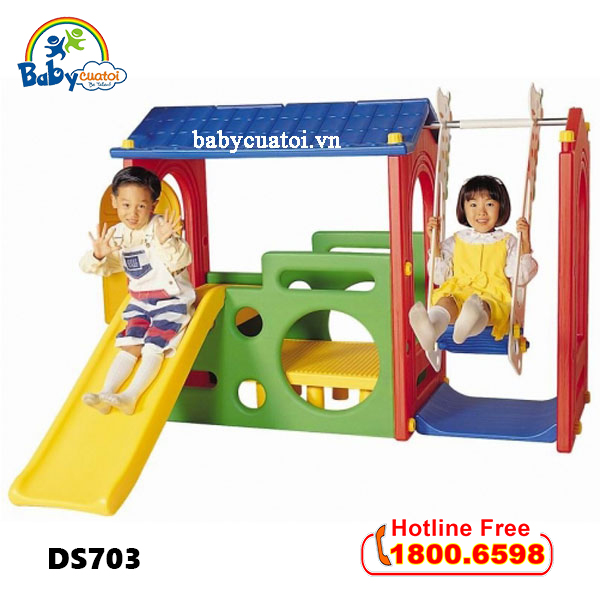 Nhà chơi kèm cầu trượt xích đu Hàn Quốc cho bé DS703