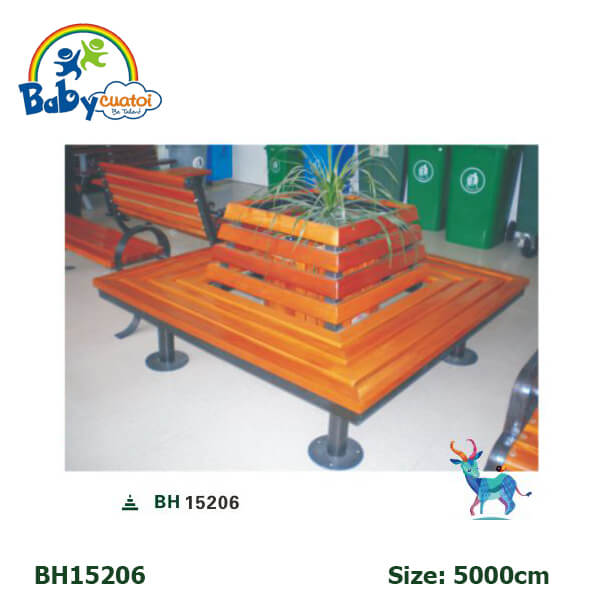 Ghế gỗ công viên sân vườn ngoài trời nhập khẩu hình vuông chất lượng cao GCVNK15206