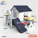 Nhà nhựa cầu trượt Hàn Quốc ghi xám có bàn ghế AN777G