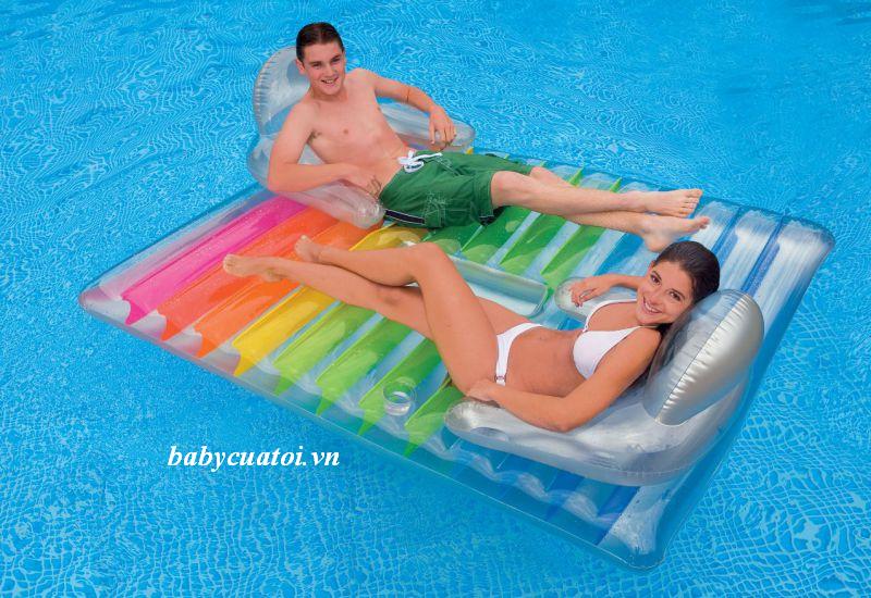 Phao bơi nằm 2 người có ghế tựa INTEX 58877