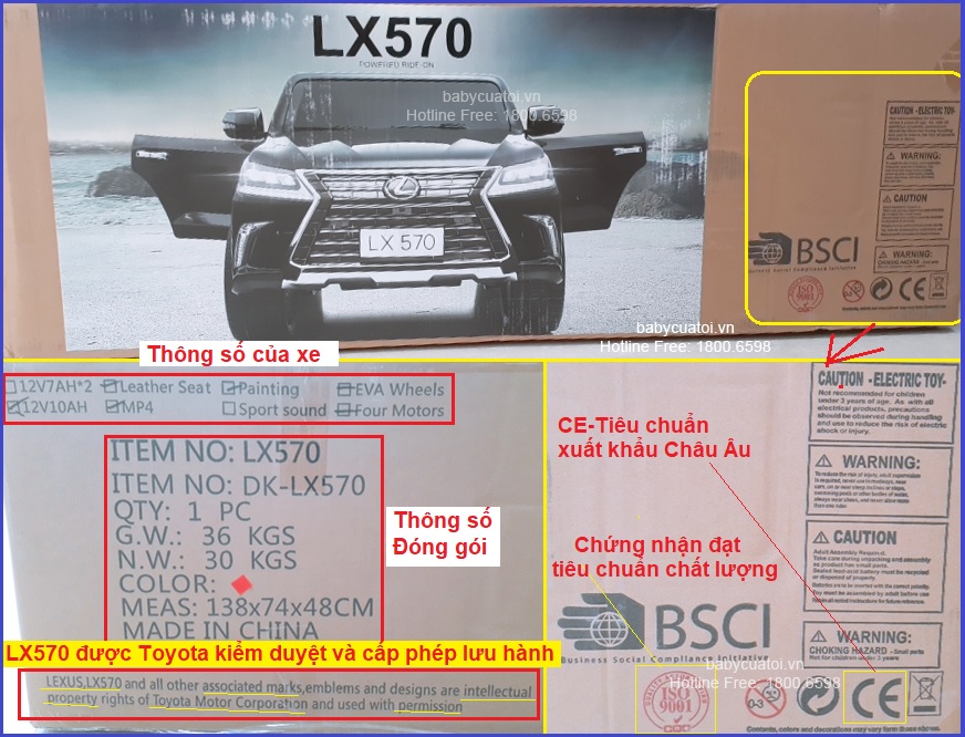 Ô tô điện trẻ em LEXUS bản quyền sơn xanh cao cấp LX570-X