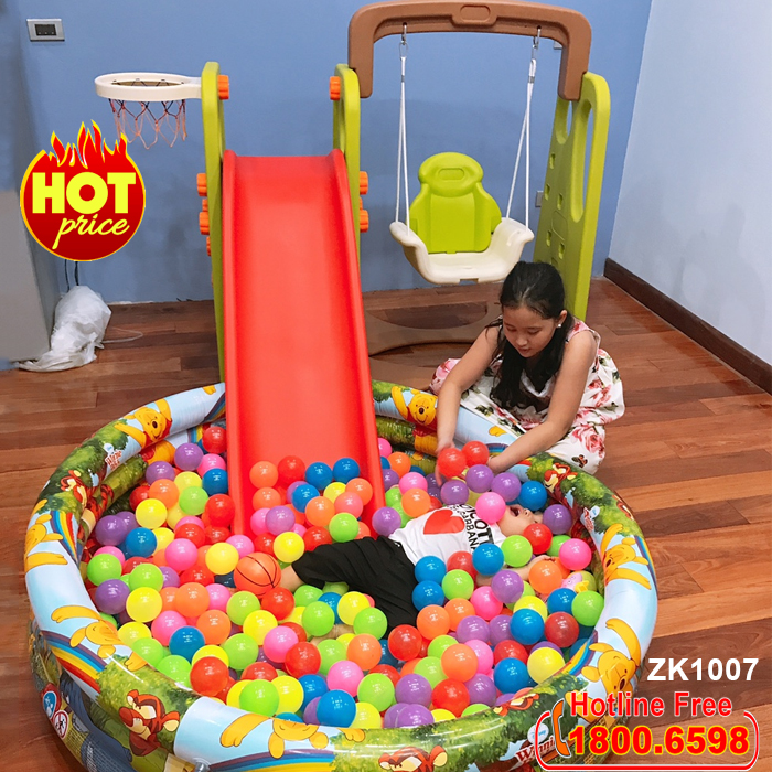 Cầu trượt cho bé có xích đu liên hoàn ZK1007