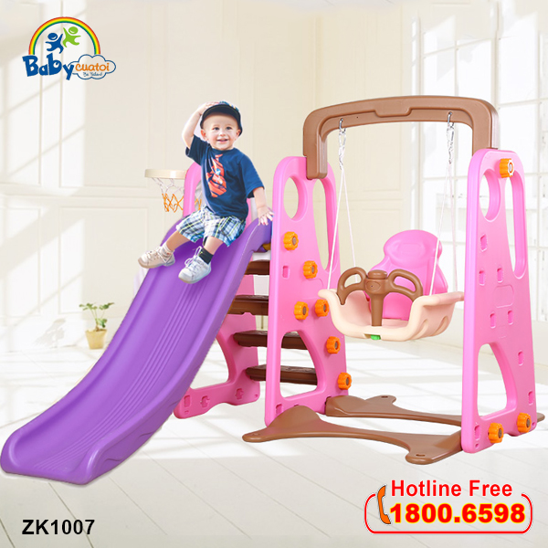 Cầu trượt cho bé có xích đu liên hoàn ZK1007