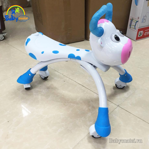 Xe chòi chân con bò có đèn và nhạc màu xanh SL1308X