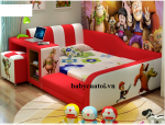 Giường ngủ cho bé đẹp bọc da nhập khẩu cao cấp đỏ B021-D
