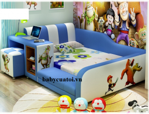 Giường ngủ bé trai bọc da nhập khẩu cao cấp xanh B021-X