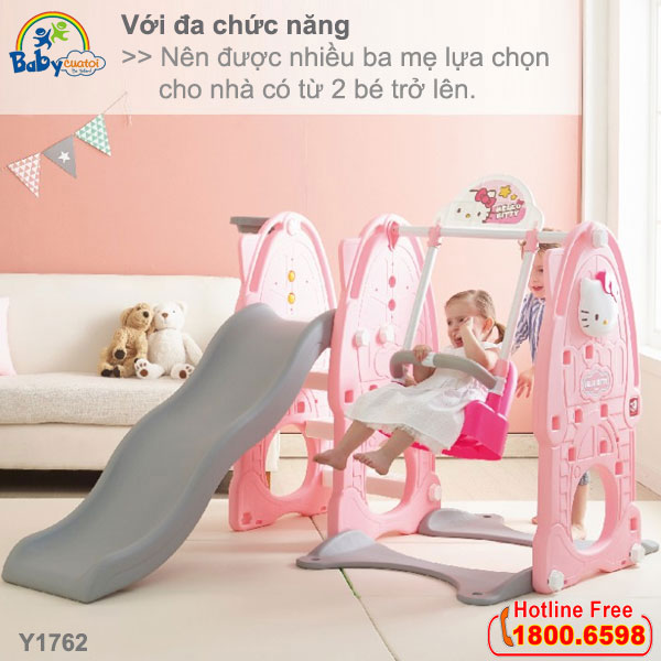 Cầu trượt xích đu Hàn Quốc 4 trong 1 Hello Kitty Y1762