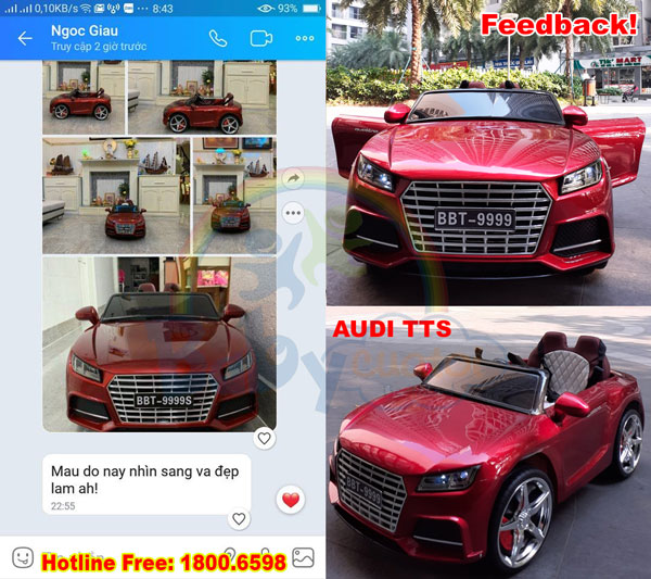 Ô tô điện trẻ em dáng Audi TTS màu đỏ phun sơn BBT-9999DS