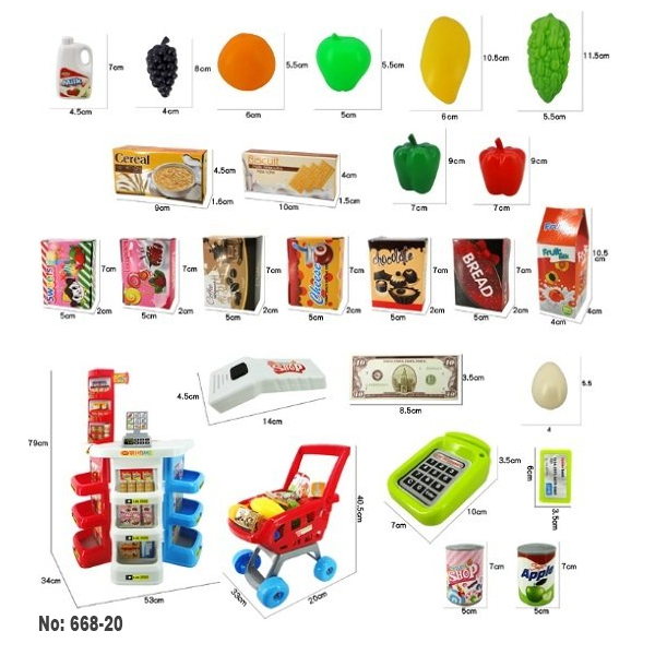 Bộ đồ chơi siêu thị có máy quẹt thẻ tính tiền cao cấp 668-20