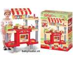 Bộ đồ chơi nấu ăn đỏ cao cấp có máy tính tiền 008-33