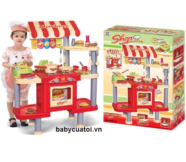 Bộ đồ chơi nấu ăn đỏ cao cấp có máy tính tiền 008-33