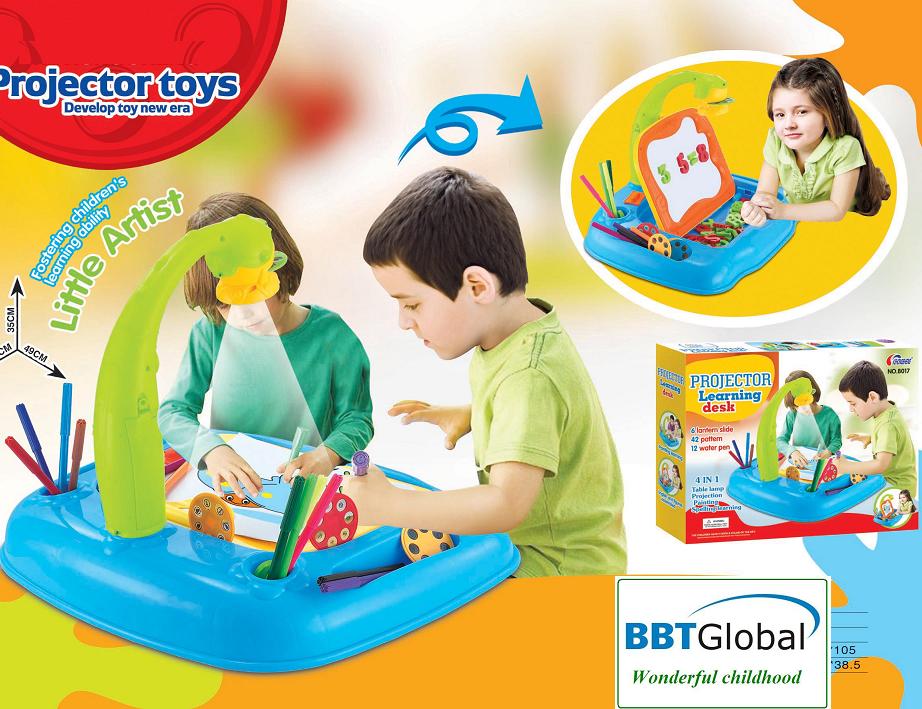 Máy chiếu học vẽ kèm bảng, chữ nam châm để bàn xanh 8017