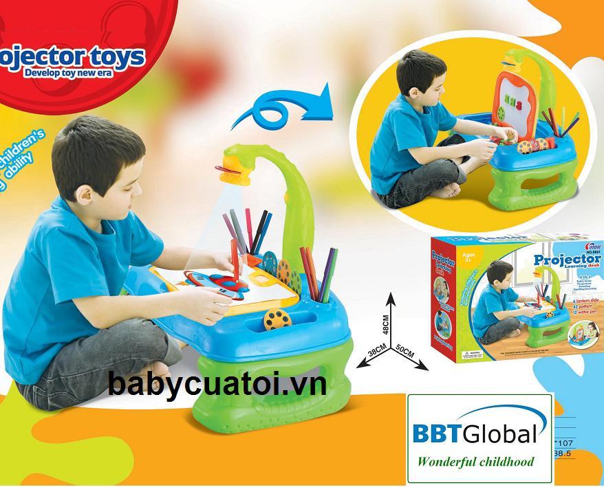 Đèn bàn máy chiếu học vẽ kèm bảng chữ nam châm xanh 8861