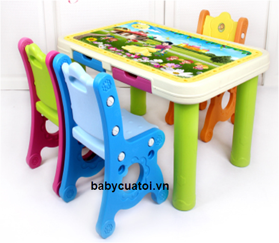 Bộ bàn ghế trẻ em sắc mầu nhập khẩu cao cấpF004A