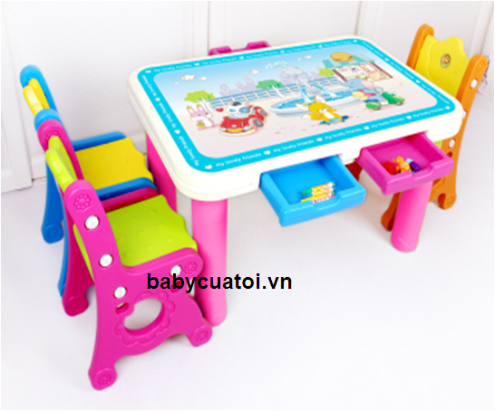 Bộ bàn ghế cho bé nhập khẩu 1 bàn 1 ghế mầu F004B