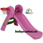 Cầu trượt cho bé cỡ nhỏ có giá ném bóng rổ- KT148-H - Hồng