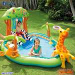 Bể bơi phao cầu trượt vườn bách thú có vòi phun mưa INTEX 57155