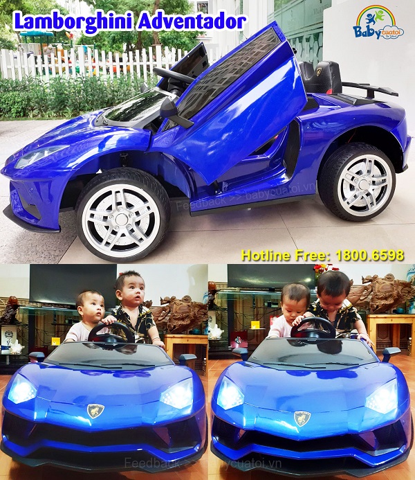 Ô tô Lamborghini màu xanh ghế da bánh cao su BBT-6868CCX