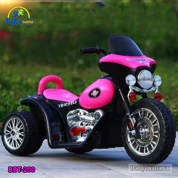 Xe máy điện cảnh sát cho bé màu hồng BBT-200H