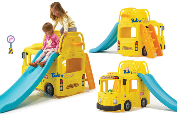 Cầu trượt bể bóng Hàn Quốc xe bus trường học 3 trong 1 Y1602
