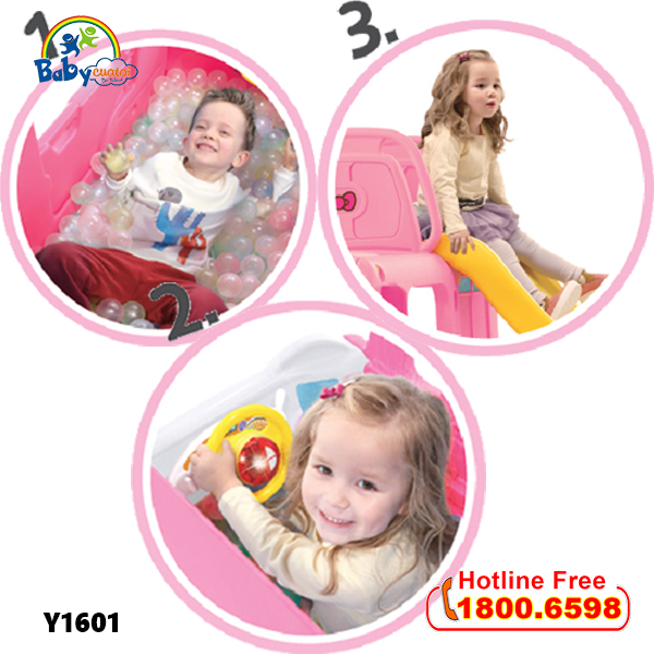 Cầu trượt bể bóng Hàn Quốc xe Bus Hello Kitty 3 trong 1 Y1601_1
