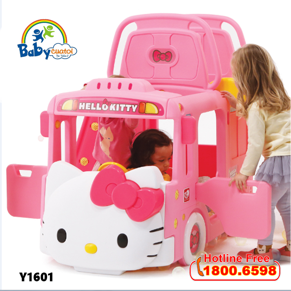 Cầu trượt bể bóng Hàn Quốc xe Bus Hello Kitty 3 trong 1 Y1601_3