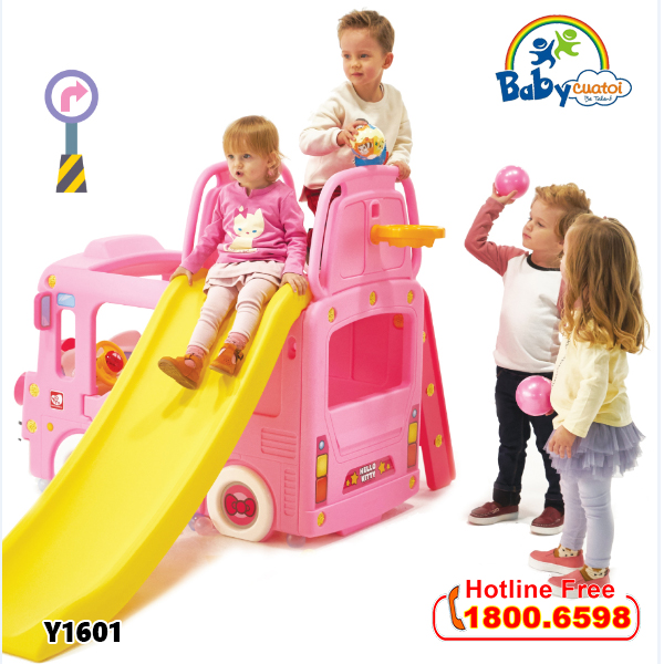Cầu trượt bể bóng Hàn Quốc xe Bus Hello Kitty 3 trong 1 Y1601_5