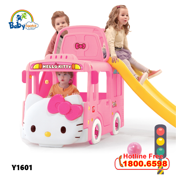 Cầu trượt bể bóng Hàn Quốc xe Bus Hello Kitty 3 trong 1 Y1601
