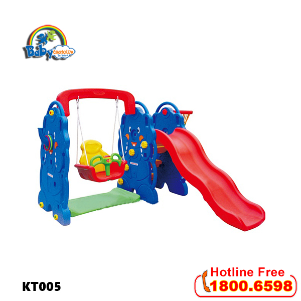 Cầu trượt cho bé có xích đu hình con voi KT005_1