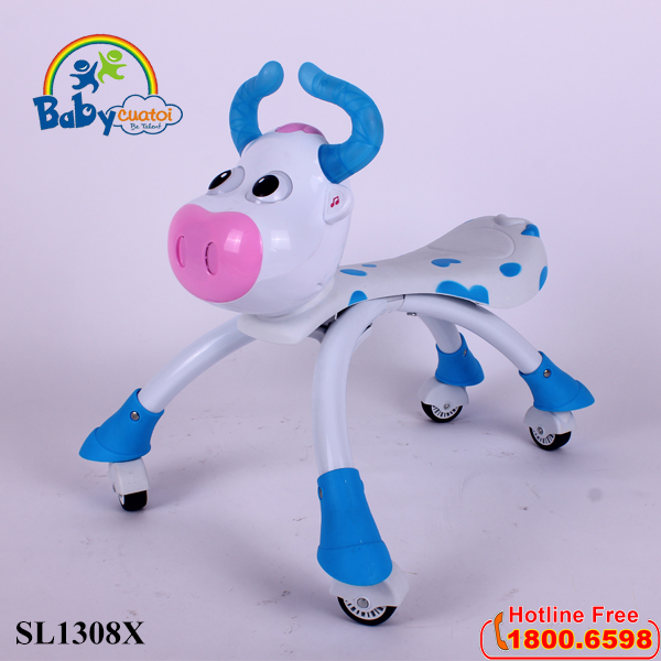 Xe chòi chân con bò có đèn và nhạc màu xanh SL1308X